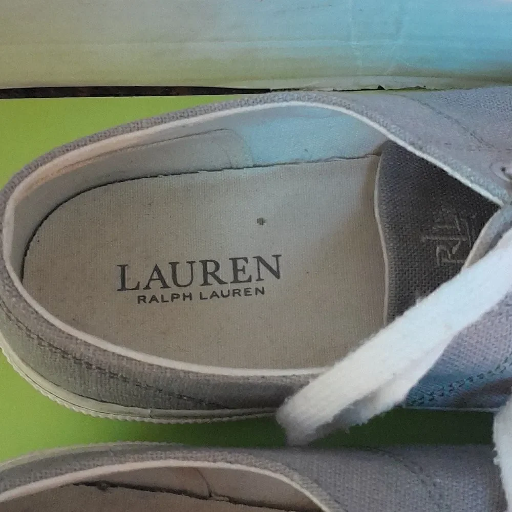 Lauren Ralph Lauren Grey Flax Jolie Sneakers...EUC